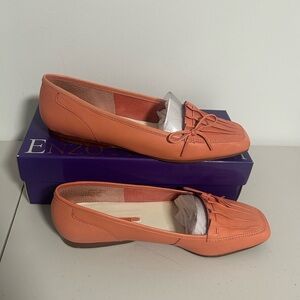 Enzo Angiolini Lauralee Coral Pink Leather Quilted Flat Women’s 8N Narrow